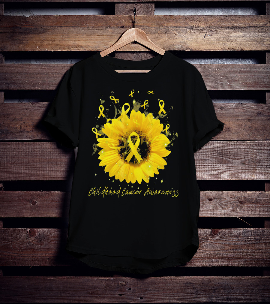 Childhood Cancer Awareness Yellow Ribbon Sunflower T-Shirt
