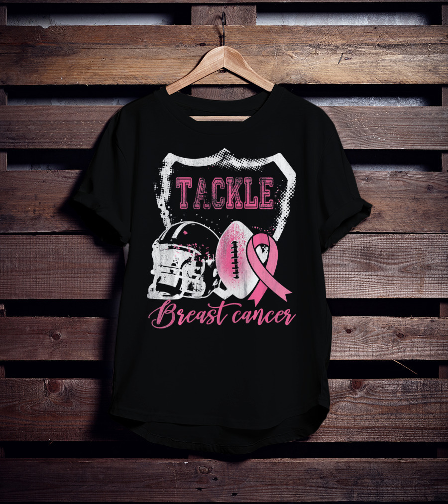 Tackle Breast Cancer Football Survivorship Awareness T-Shirt