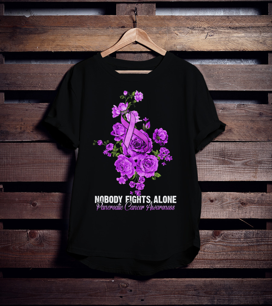 Nobody Fights Alone Pancreatic Cancer Awareness Flower T-Shirt