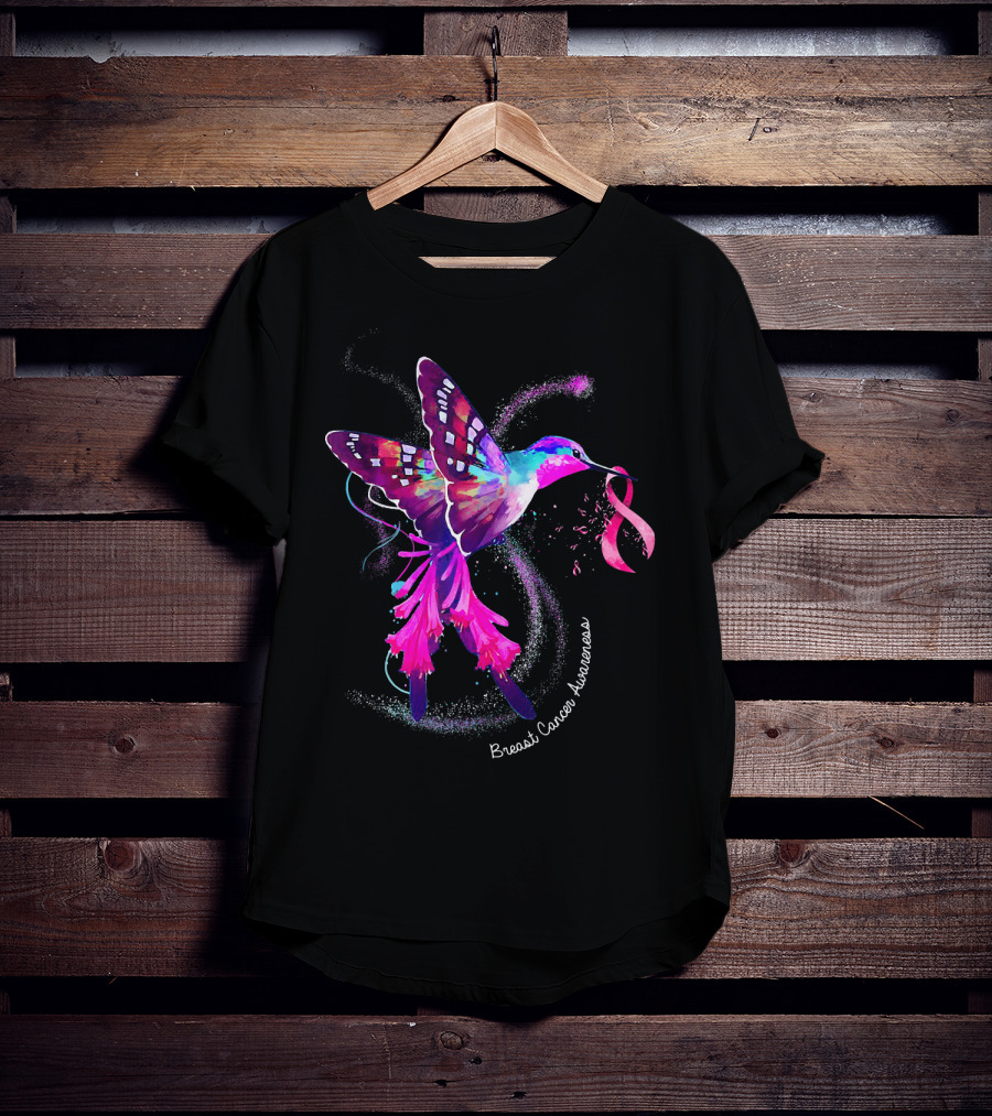 Hummingbird Breast Cancer Awareness Pink T-Shirt