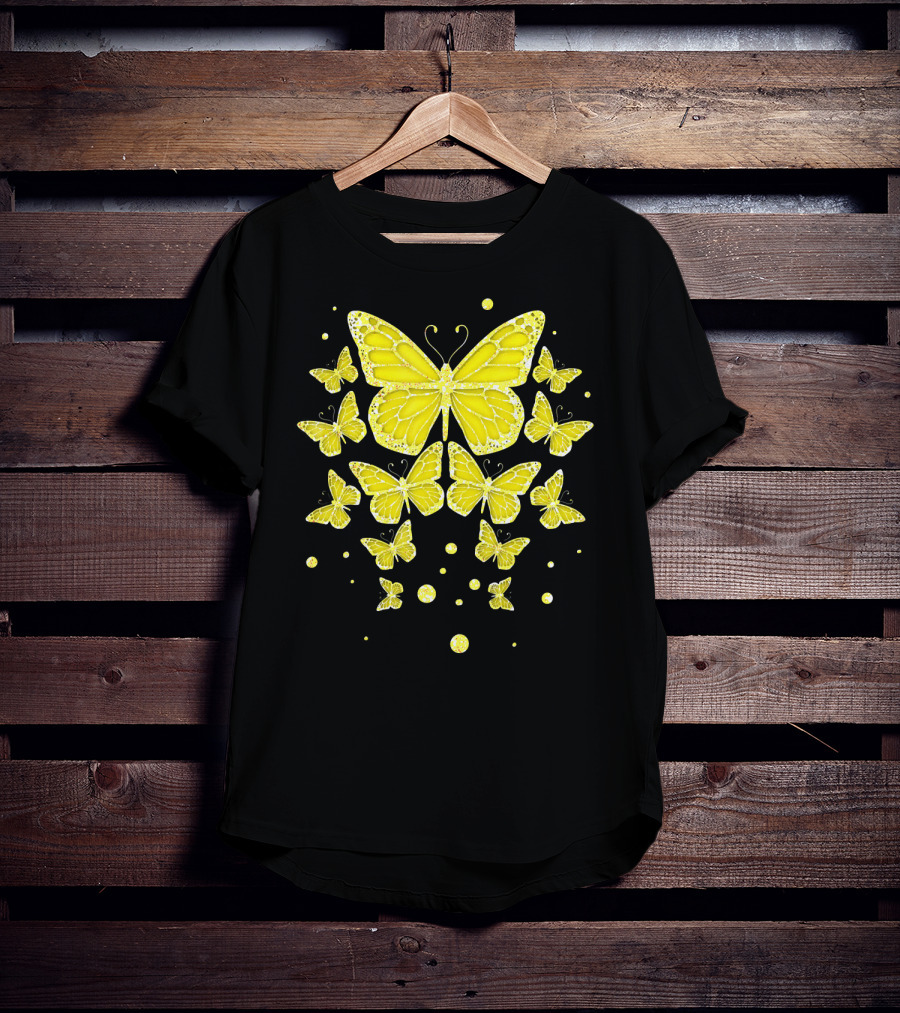 Sarcoma Cancer Awareness Yellow Butterflies T-Shirt