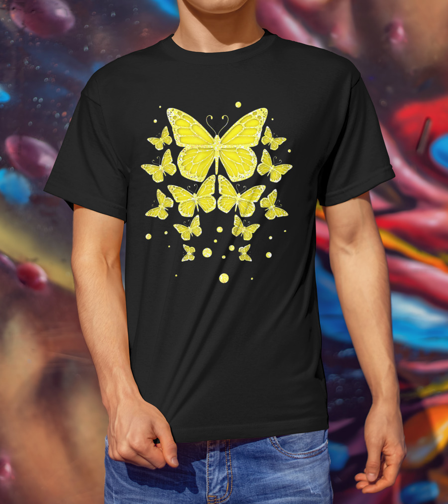 Sarcoma Cancer Awareness Yellow Butterflies T-Shirt