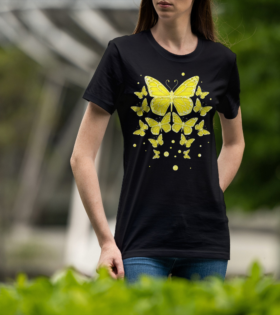 Sarcoma Cancer Awareness Yellow Butterflies T-Shirt