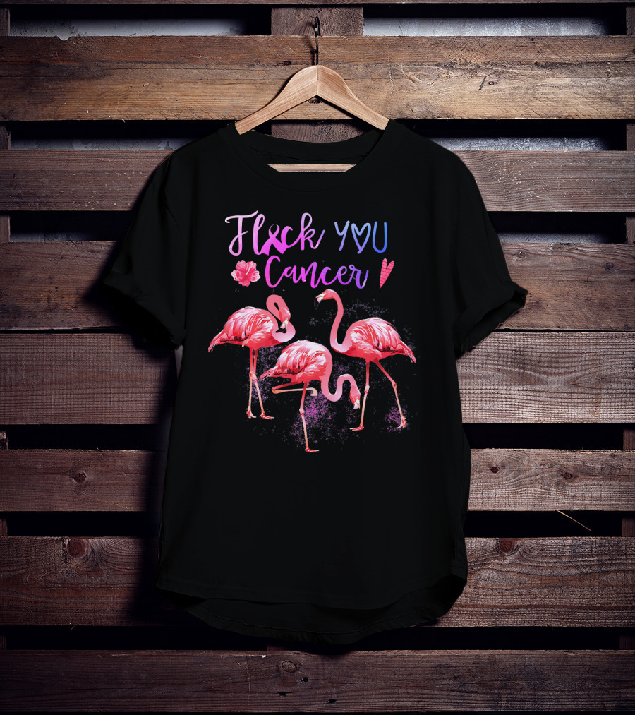 Flock You Cancer Cool Flamingo Pink Ribbon Brexx T-Shirt