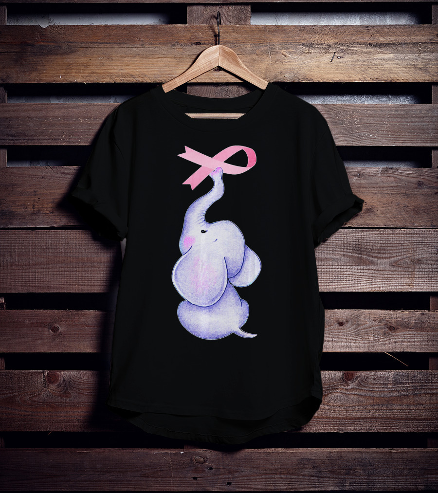 Breast Cancer Awareness Pink Ribbon Elephant T-Shirt