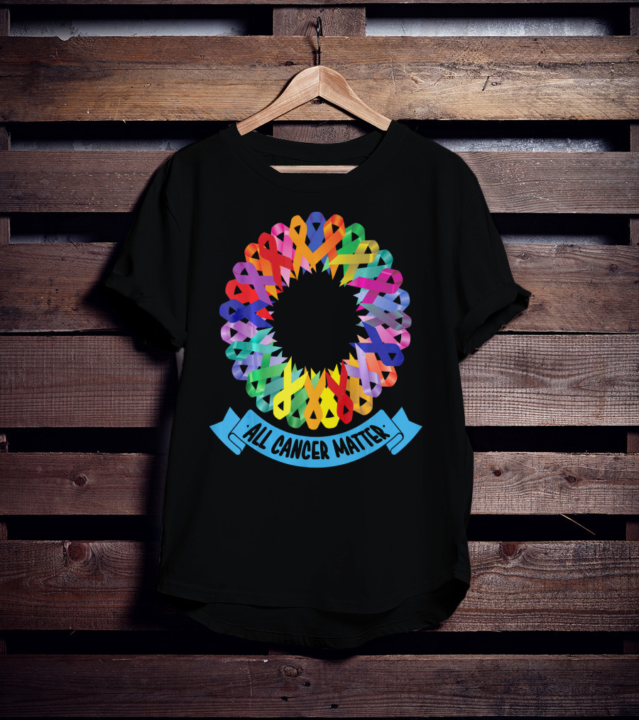 All Cancer Matter Colorful Awareness Ribbon Circle T-Shirt