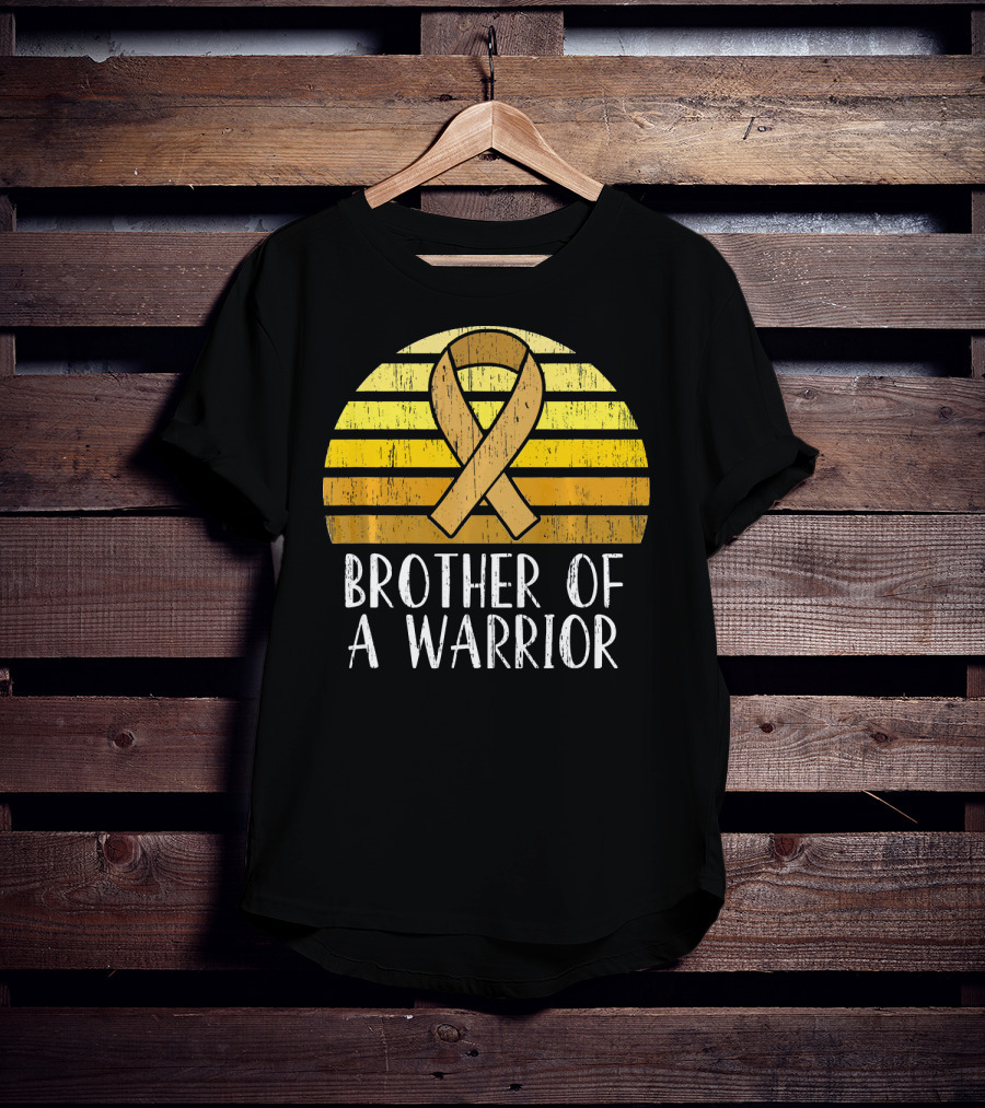 Brother Of A Warrior Childhood Cancer Awareness Ribbon Sunset T-Shirt