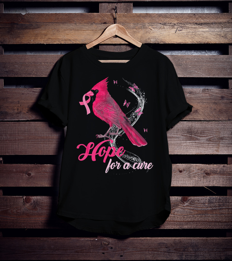 Hope For A Cure Breast Cancer Cardinal Bird T-Shirt