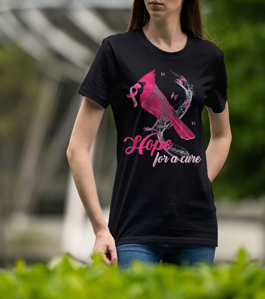 Hope For A Cure Breast Cancer Cardinal Bird T-Shirt