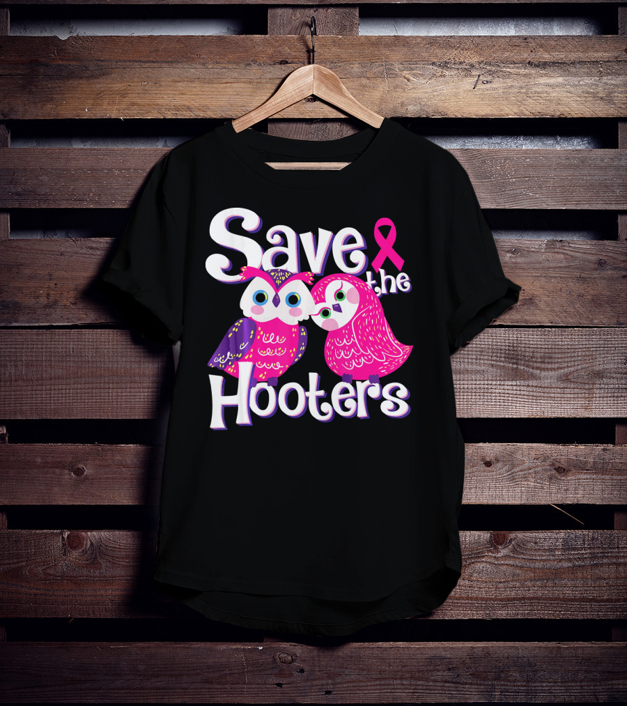 Save The Hooters Breast Cancer Awareness Owls And Pink T-Shirt