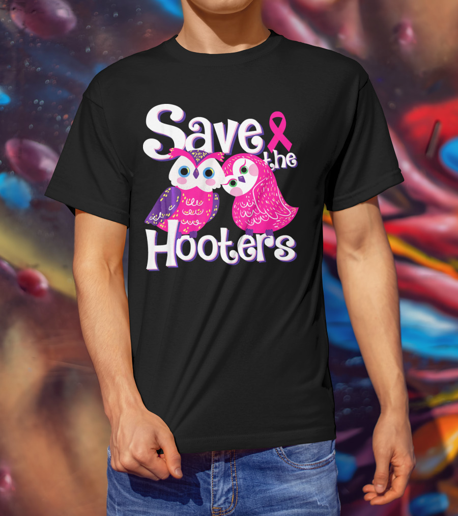 Save The Hooters Breast Cancer Awareness Owls And Pink T-Shirt