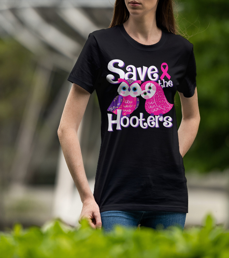 Save The Hooters Breast Cancer Awareness Owls And Pink T-Shirt