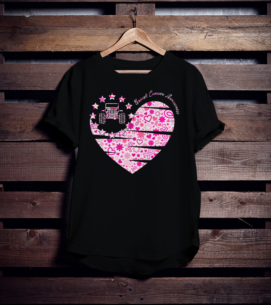 Breast Cancer Awareness Jeep Heart T-Shirt