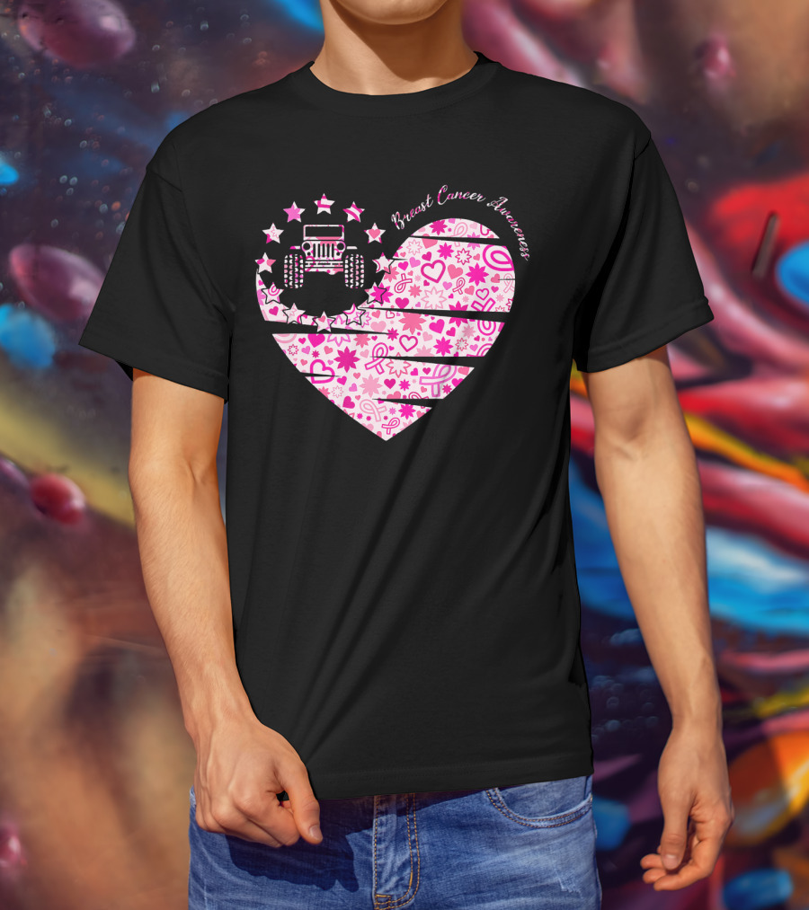 Breast Cancer Awareness Jeep Heart T-Shirt