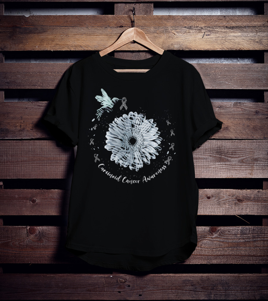 Hummingbird Zebra Sunflower Carcinoid Cancer Awareness T-Shirt