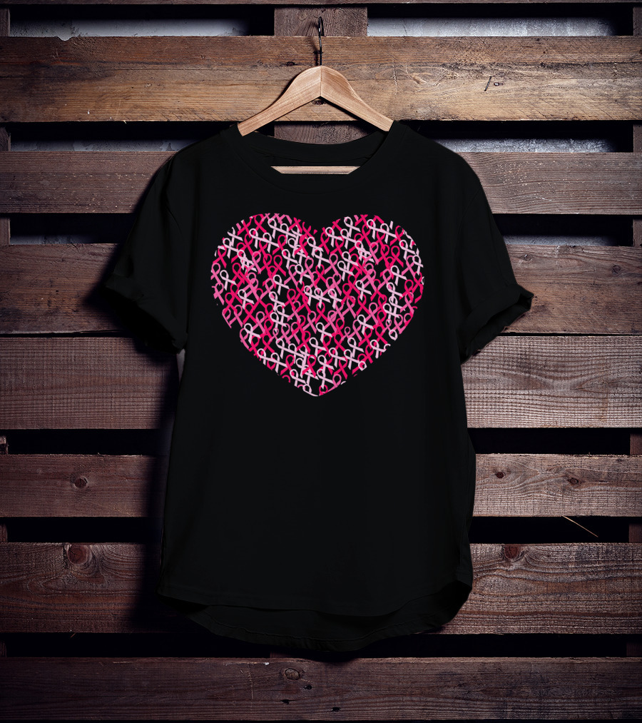 Pink Ribbon Heart Breast Cancer Awareness T-Shirt
