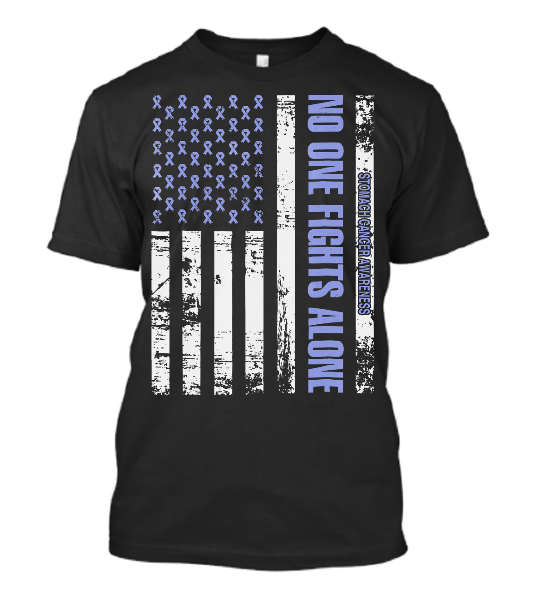 No One Fights Alone Stomach Cancer Awareness Flag With Ribbons T-Shirt