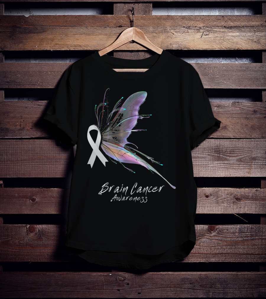 Brain Cancer Awareness Ribbon Butterfly T-Shirt
