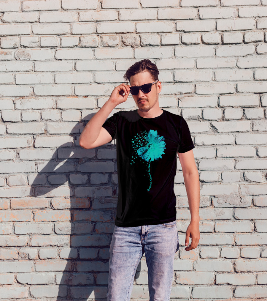 Ovarian Cancer Awareness Sunflower Ribbon Blossoms T-Shirt