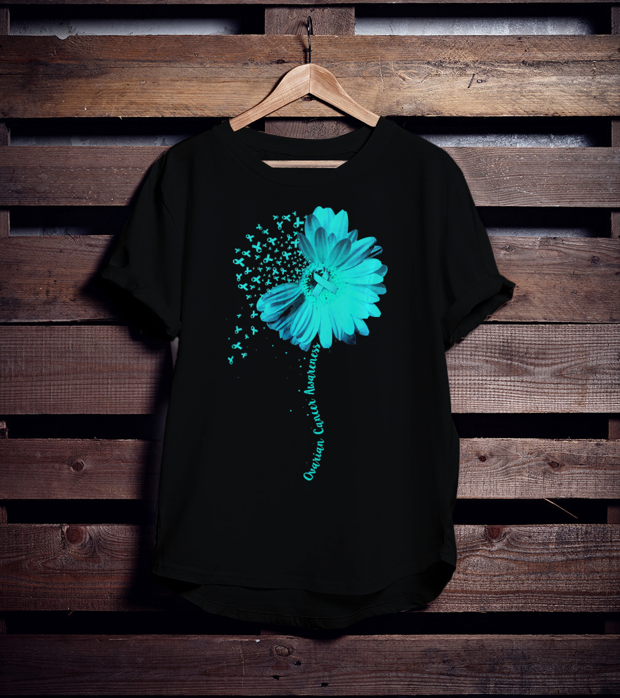 Ovarian Cancer Awareness Sunflower Ribbon Blossoms T-Shirt