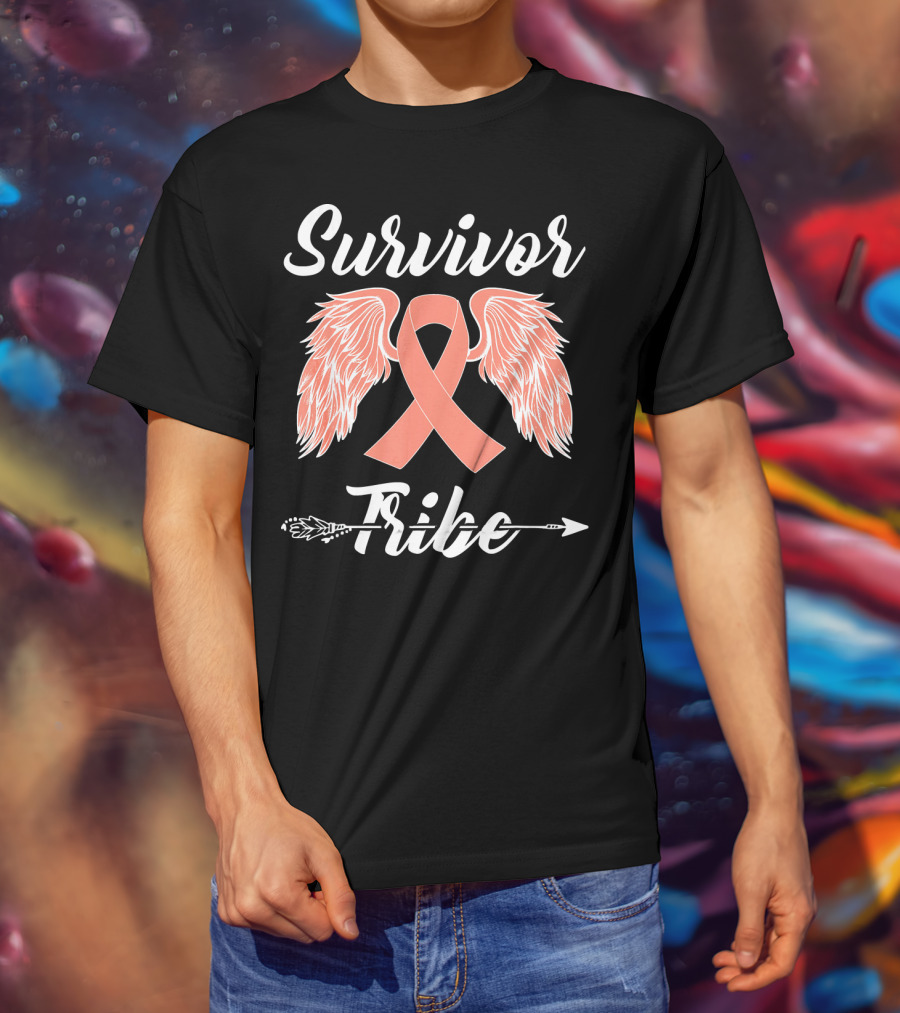 Survivor Tribe Ribbon Wings Arrow T-Shirt