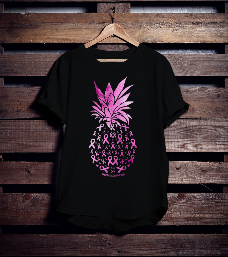 Be A Pineapple Stand Tall Breast Cancer Awareness Pink Ribbons T-Shirt