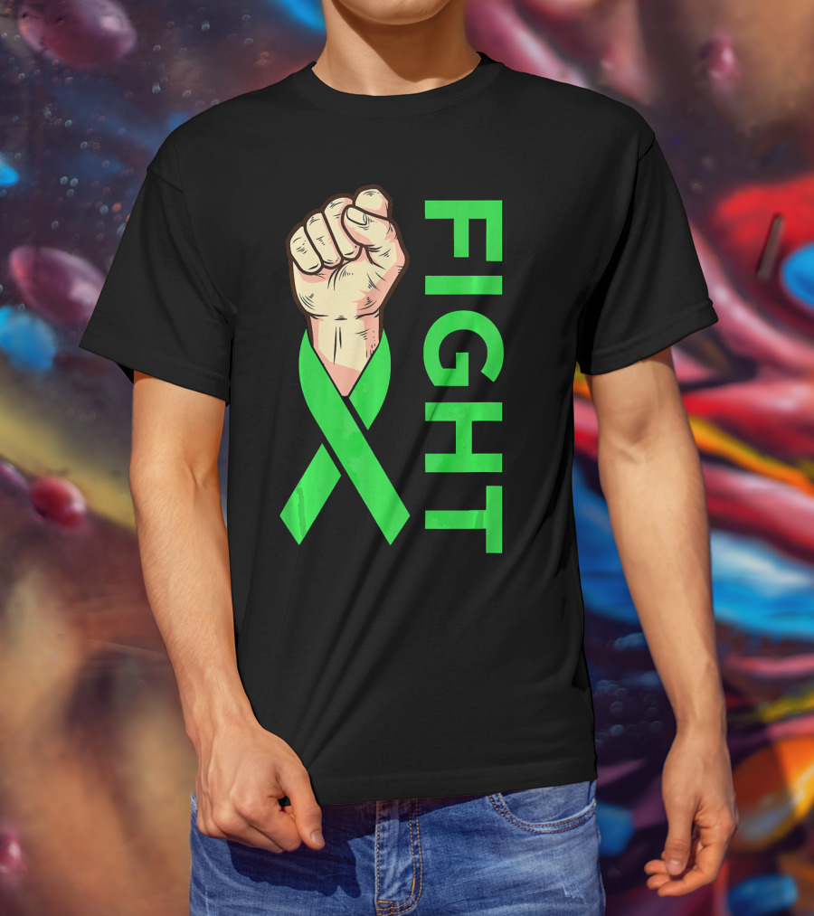 Fist Fight Bile Duct Cancer Green Ribbon Gallbladder T-Shirt