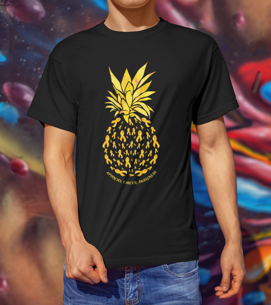 Pineapple Appendix Cancer Awareness Yellow Ribbons T-Shirt