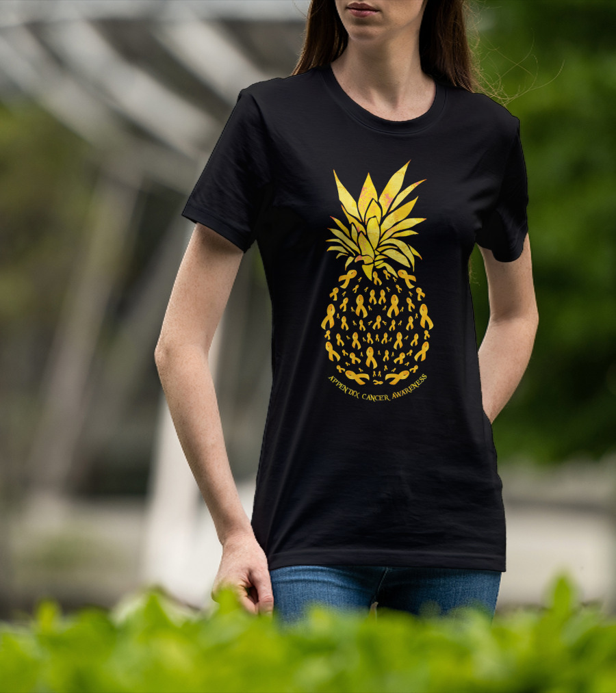 Pineapple Appendix Cancer Awareness Yellow Ribbons T-Shirt