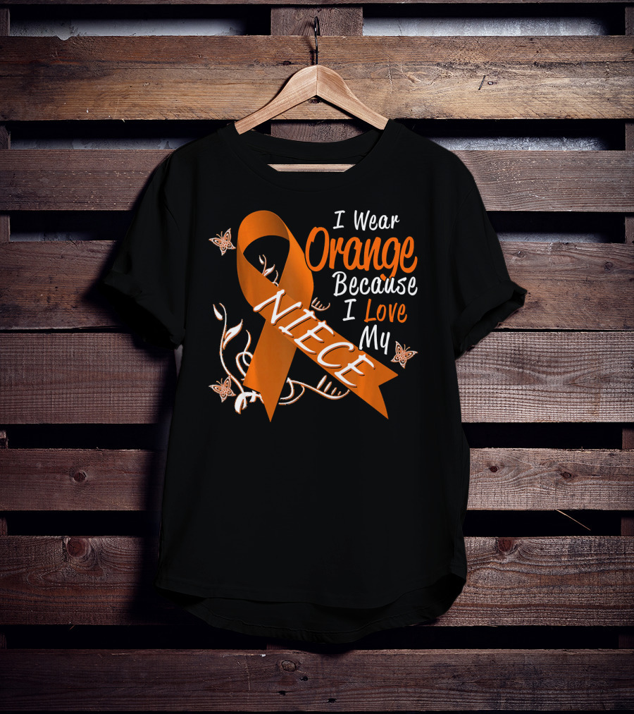 I Wear Orange Because I Love My Niece Leukemia Cancer Awareness T-Shirt
