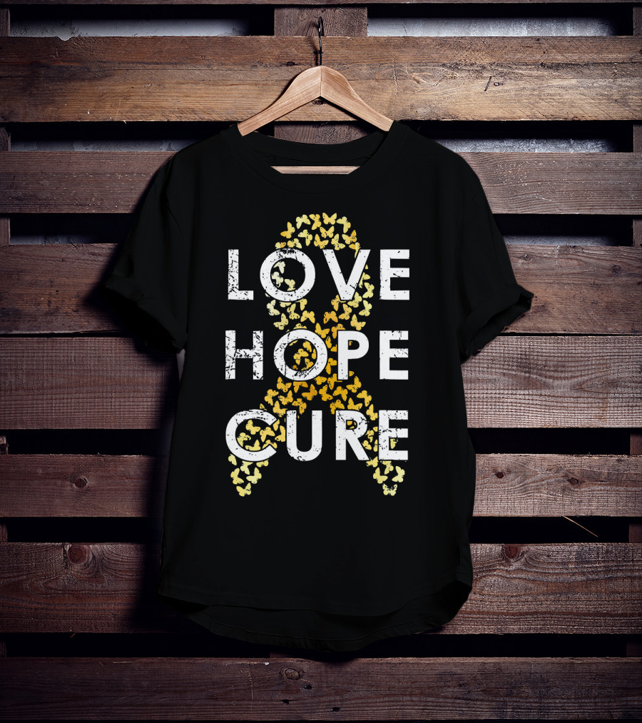 Childhood Cancer Awareness Love Hope Cure Butterflies T-Shirt