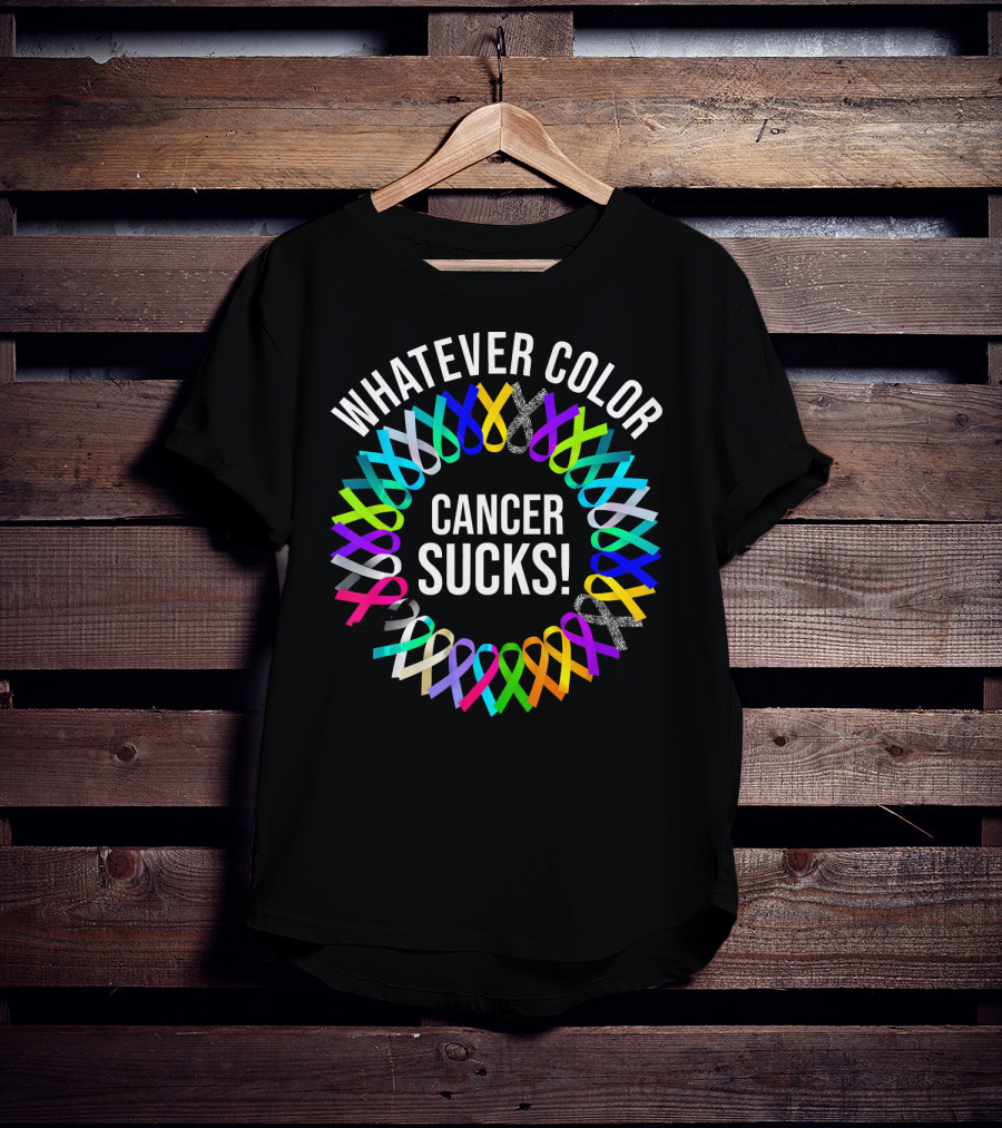 Whatever Color Cancer Sucks Ribbon Awareness T-Shirt