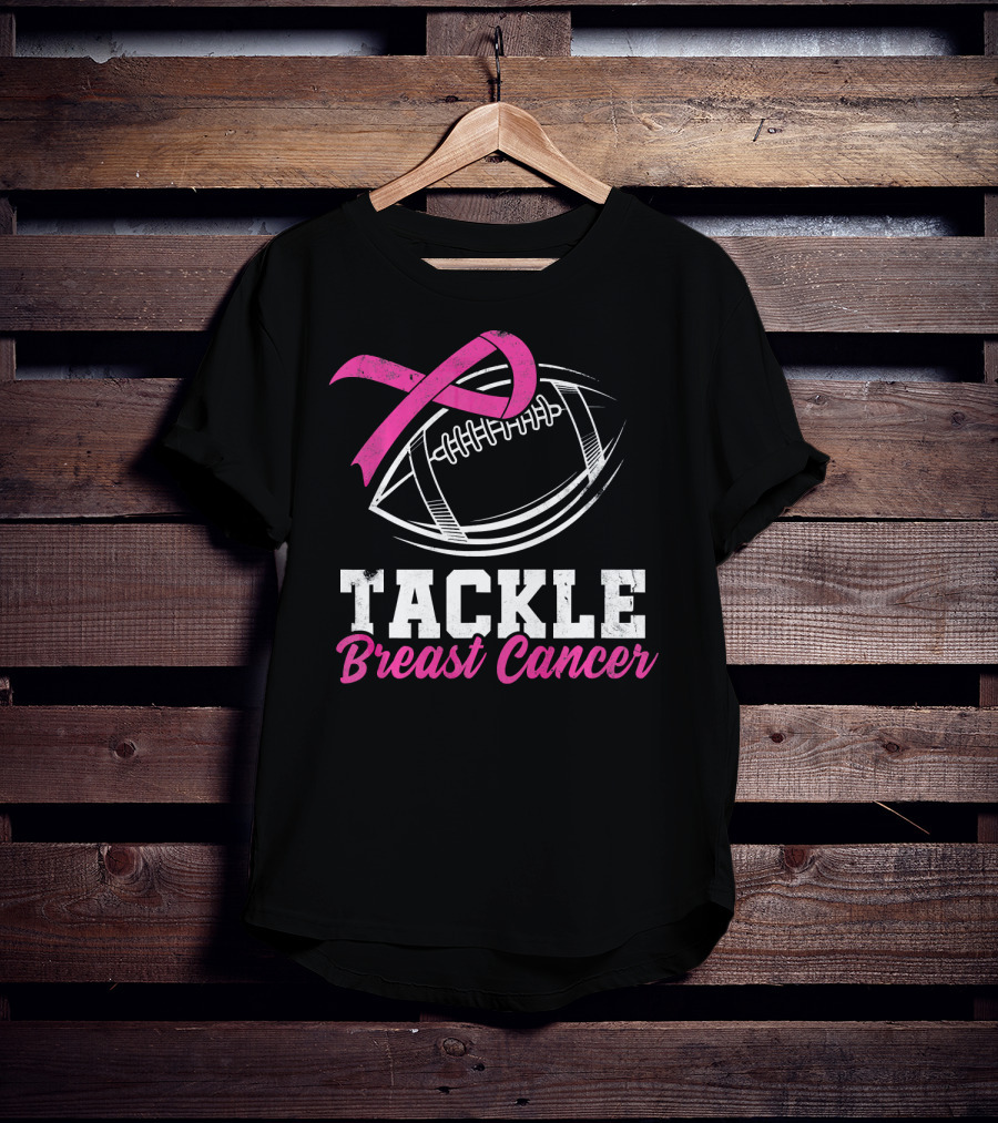 Tackle Breast Cancer Football Awareness Pink T-Shirt