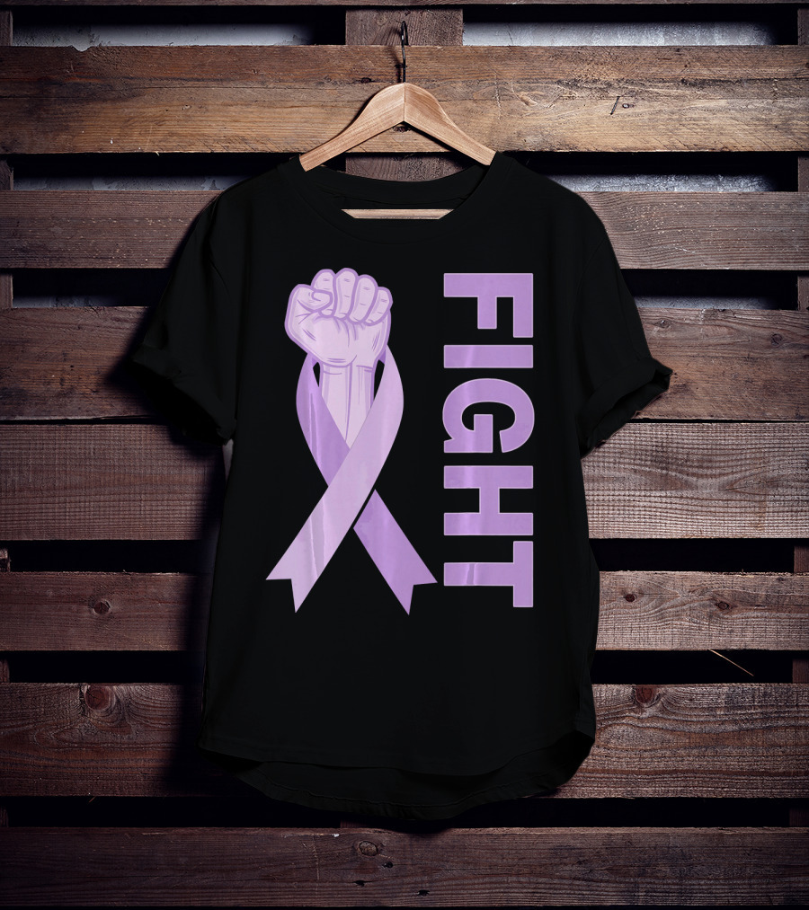 Fight Testicular Cancer Purple Ribbon Fist T-Shirt