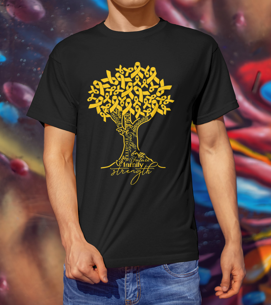 Appendix Cancer Awareness Amber Ribbon Hope Courage Strength Family Cure Love Fighter Survivor Determination Future T-Shirt