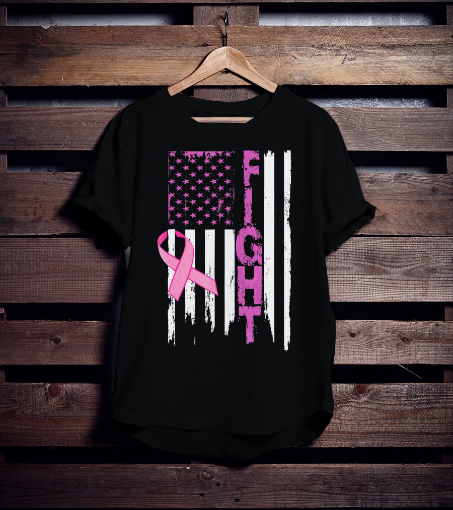 Fight Pink Ribbon Relay For Life Day Flag T-Shirt