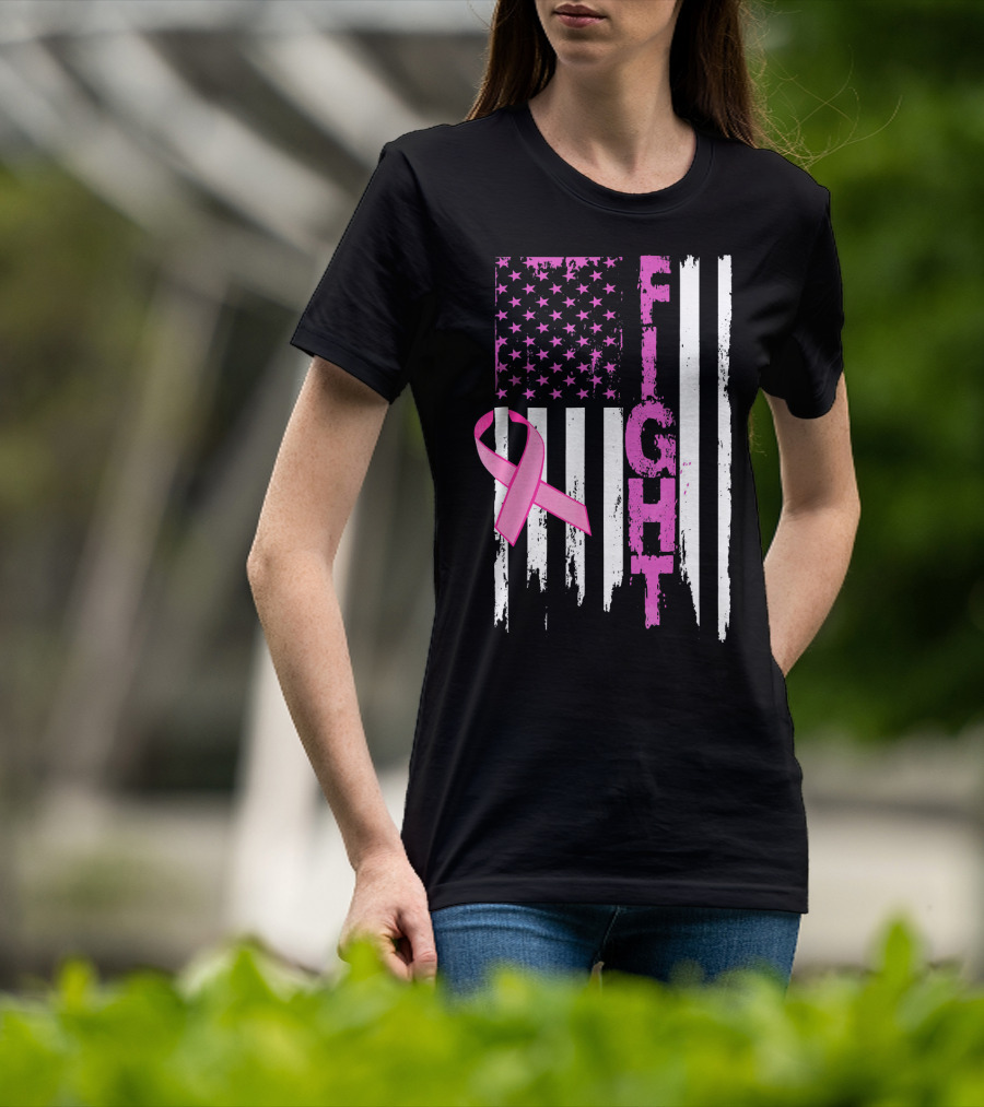 Fight Pink Ribbon Relay For Life Day Flag T-Shirt