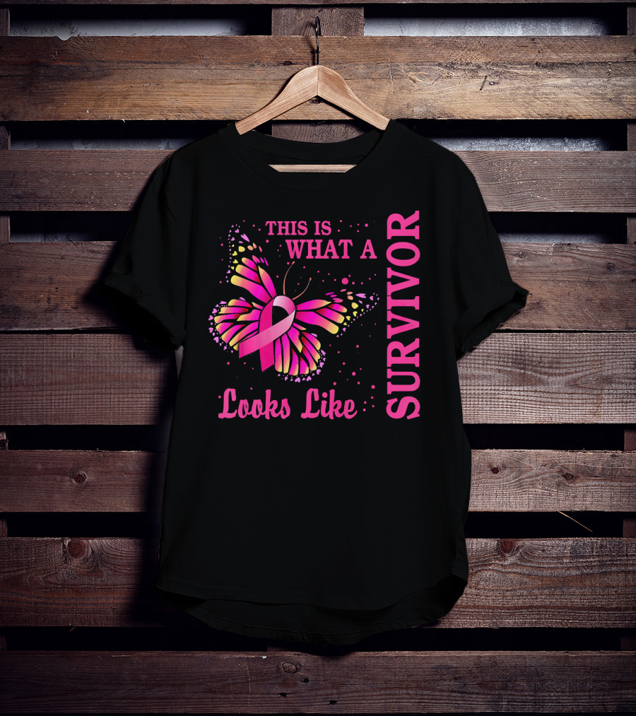 This Is What A Survivor Looks Like Brea Butterfly Pink T-Shirt