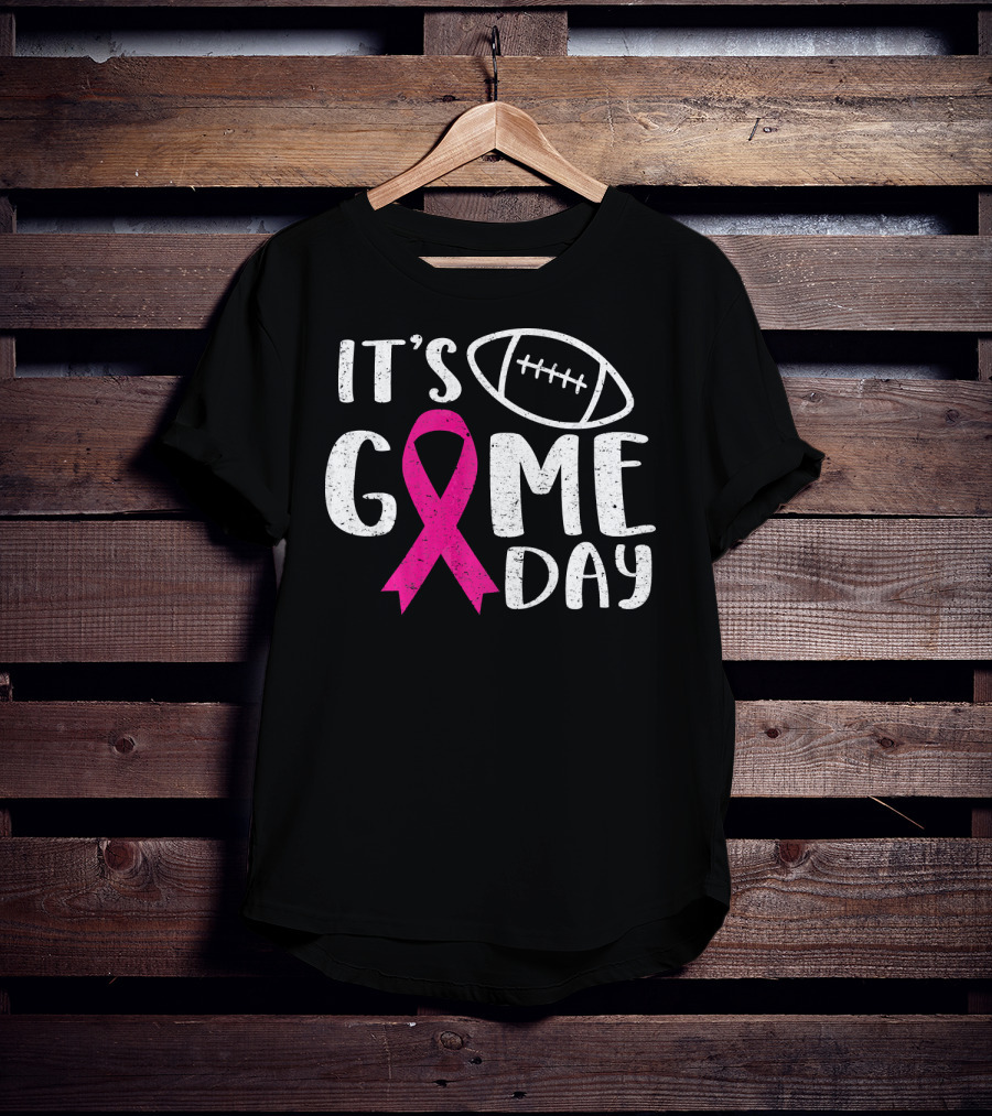 It's Game Day Breast Cancer Awareness Football Pink T-Shirt