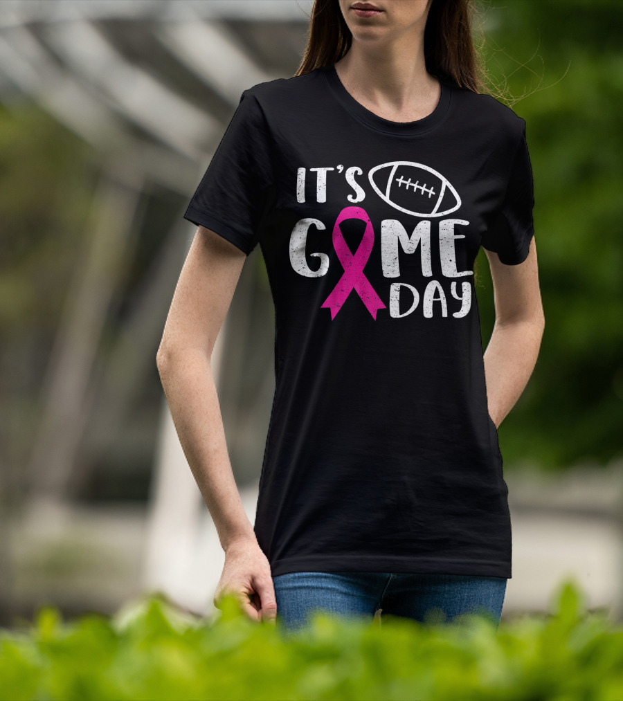 It's Game Day Breast Cancer Awareness Football Pink T-Shirt