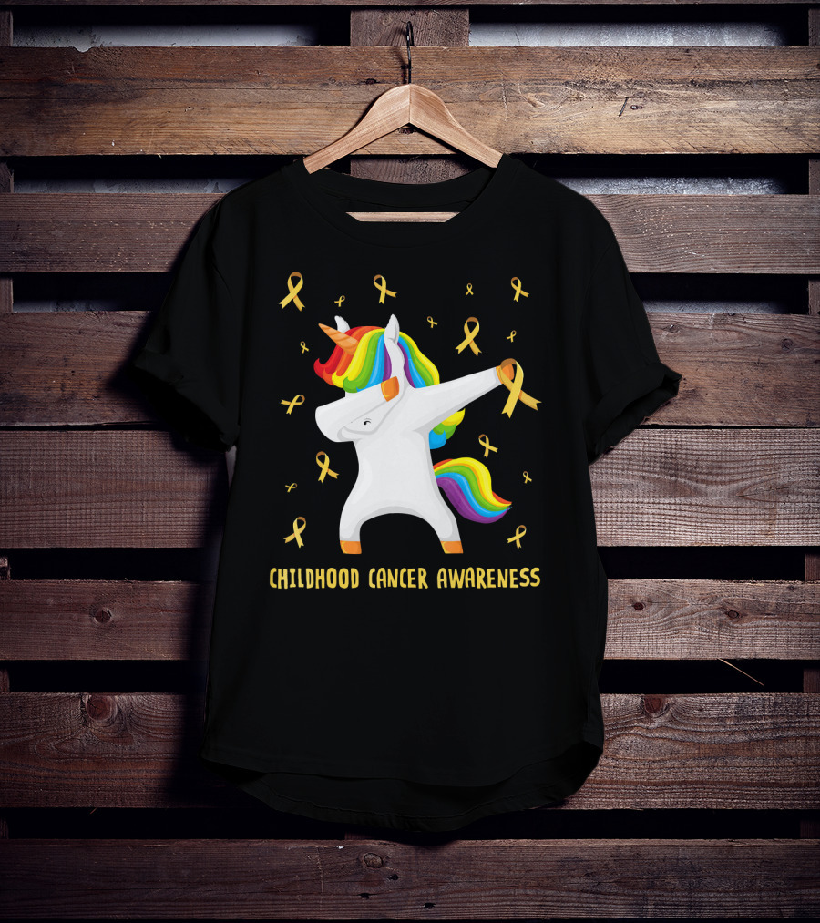 Childhood Cancer Awareness Unicorn Rainbow Ribbons T-Shirt