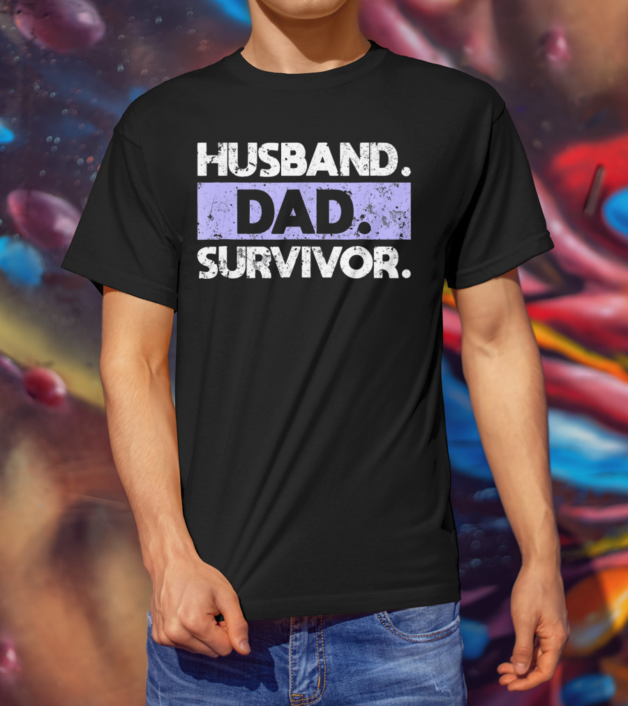 Husband Dad Survivor Cancer Awareness T-Shirt