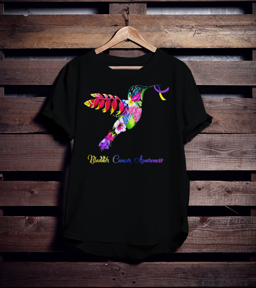 Floral Hummingbird Bladder Cancer Awareness T-Shirt