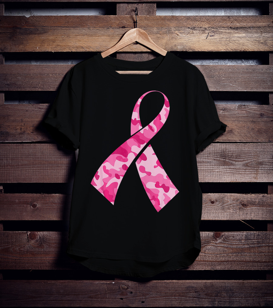 Pink Camouflage Ribbon Breast Cancer Awareness Month T-Shirt
