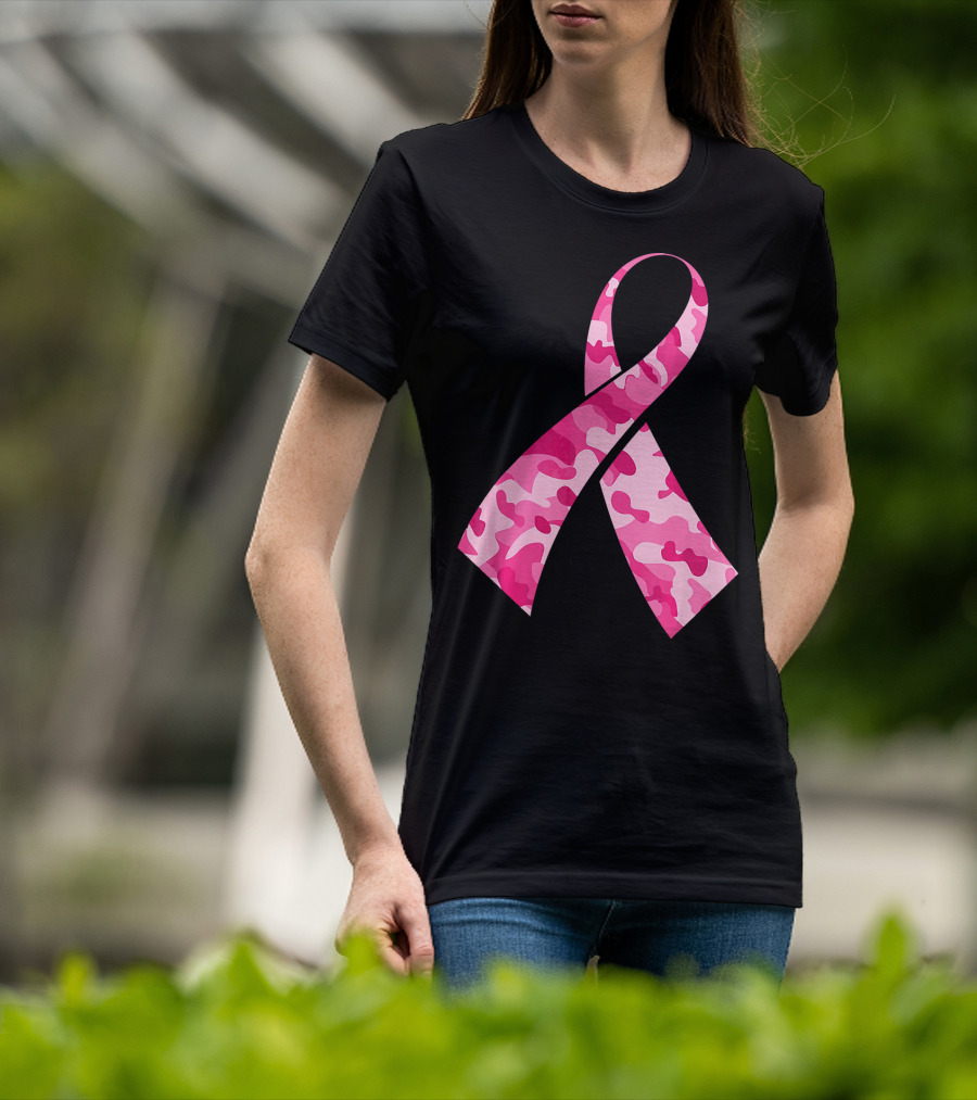 Pink Camouflage Ribbon Breast Cancer Awareness Month T-Shirt
