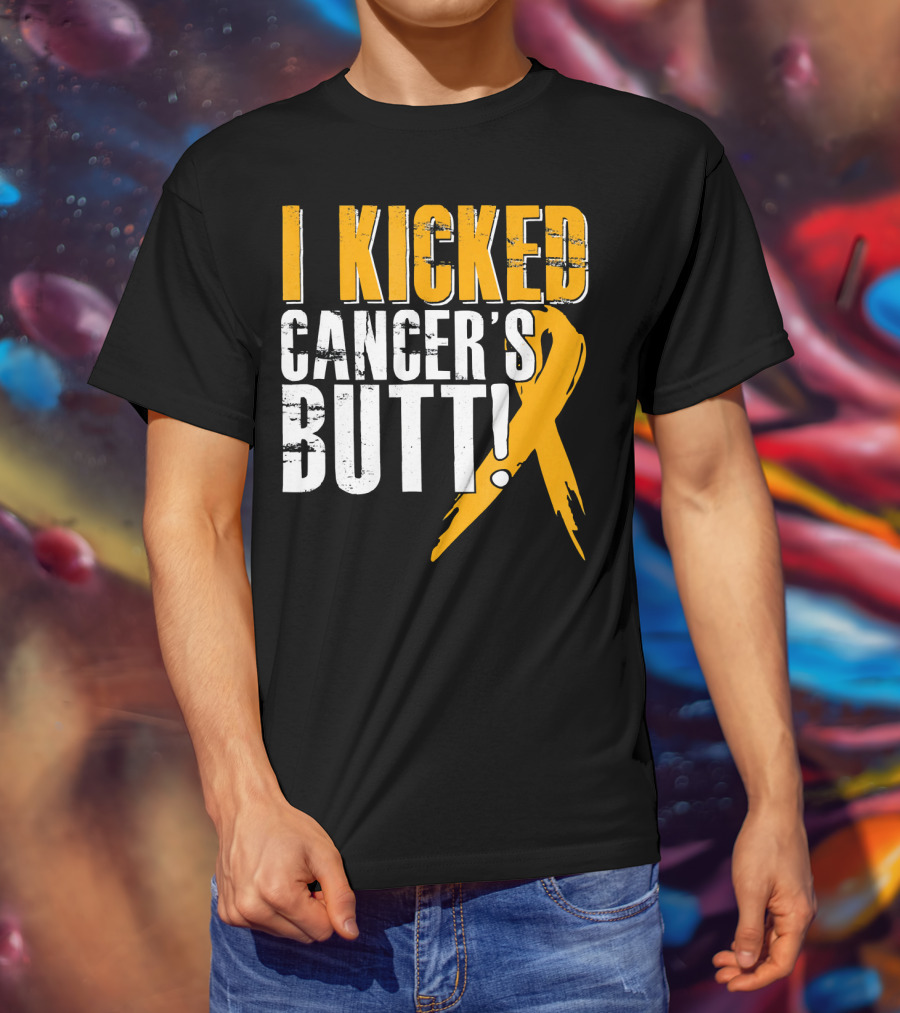 I Kicked Cancer's Butt Childhood Cancer Awareness Survivor T-Shirt