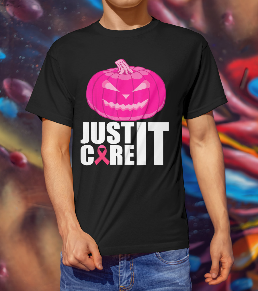 Just Cure It Pink Pumpkin Breast Cancer Awareness T-Shirt