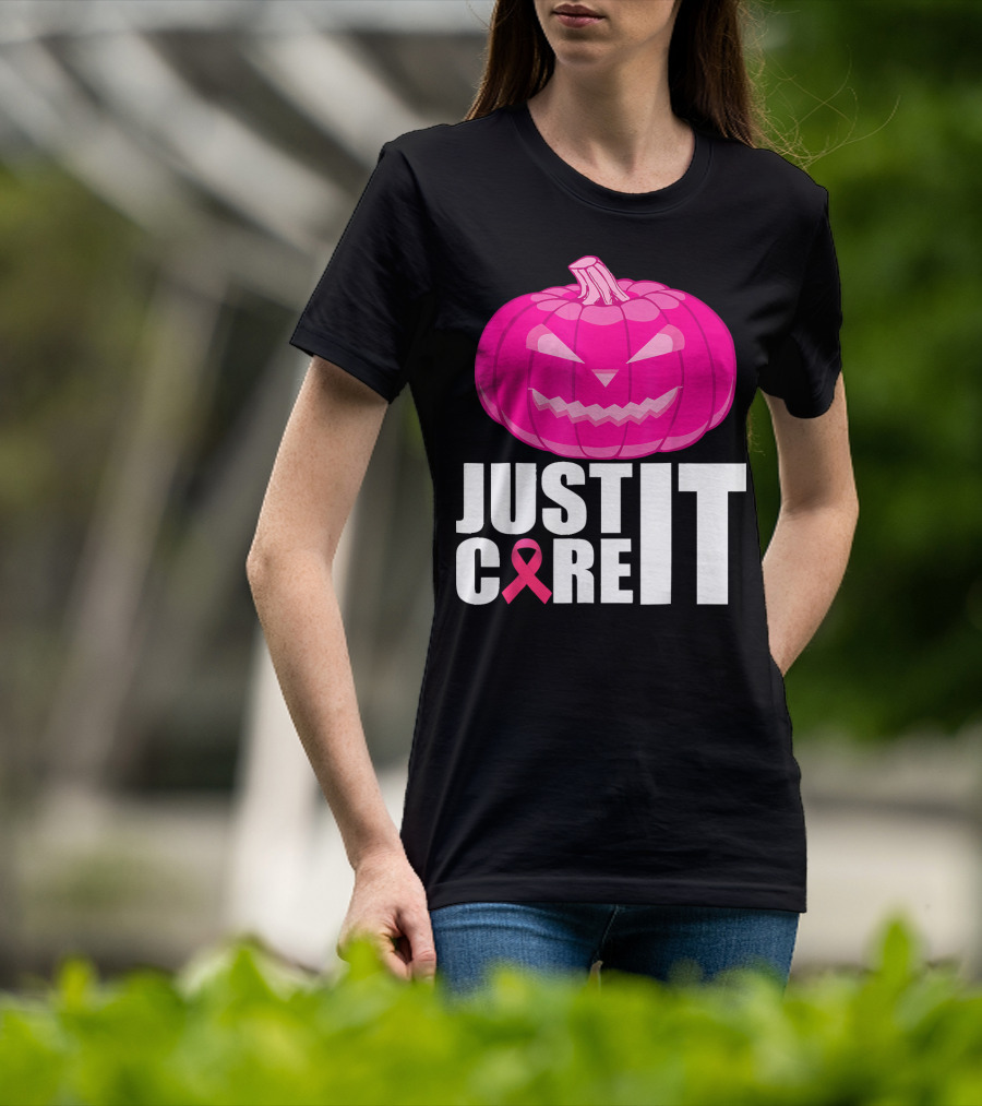 Just Cure It Pink Pumpkin Breast Cancer Awareness T-Shirt