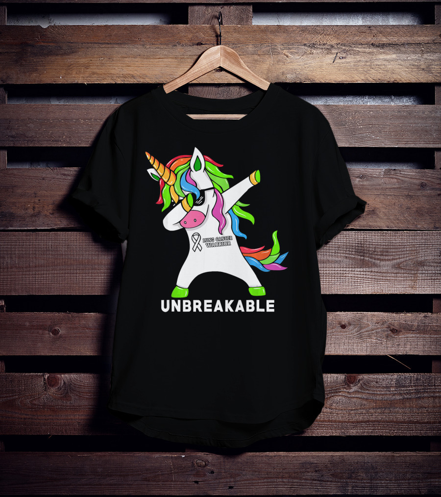 Unbreakable Lung Cancer Awareness Unicorn Warrior T-Shirt
