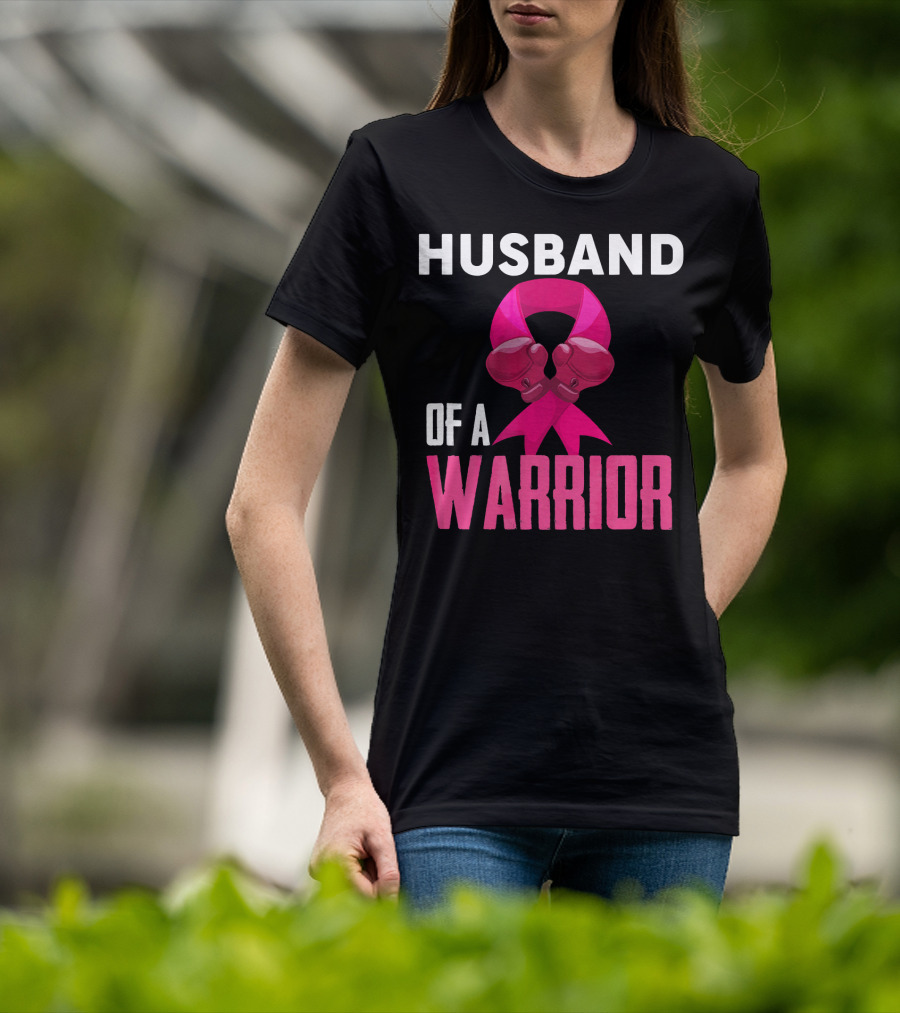 Husband Of A Warrior Breast Cancer Awareness Boxing Gloves T-Shirt